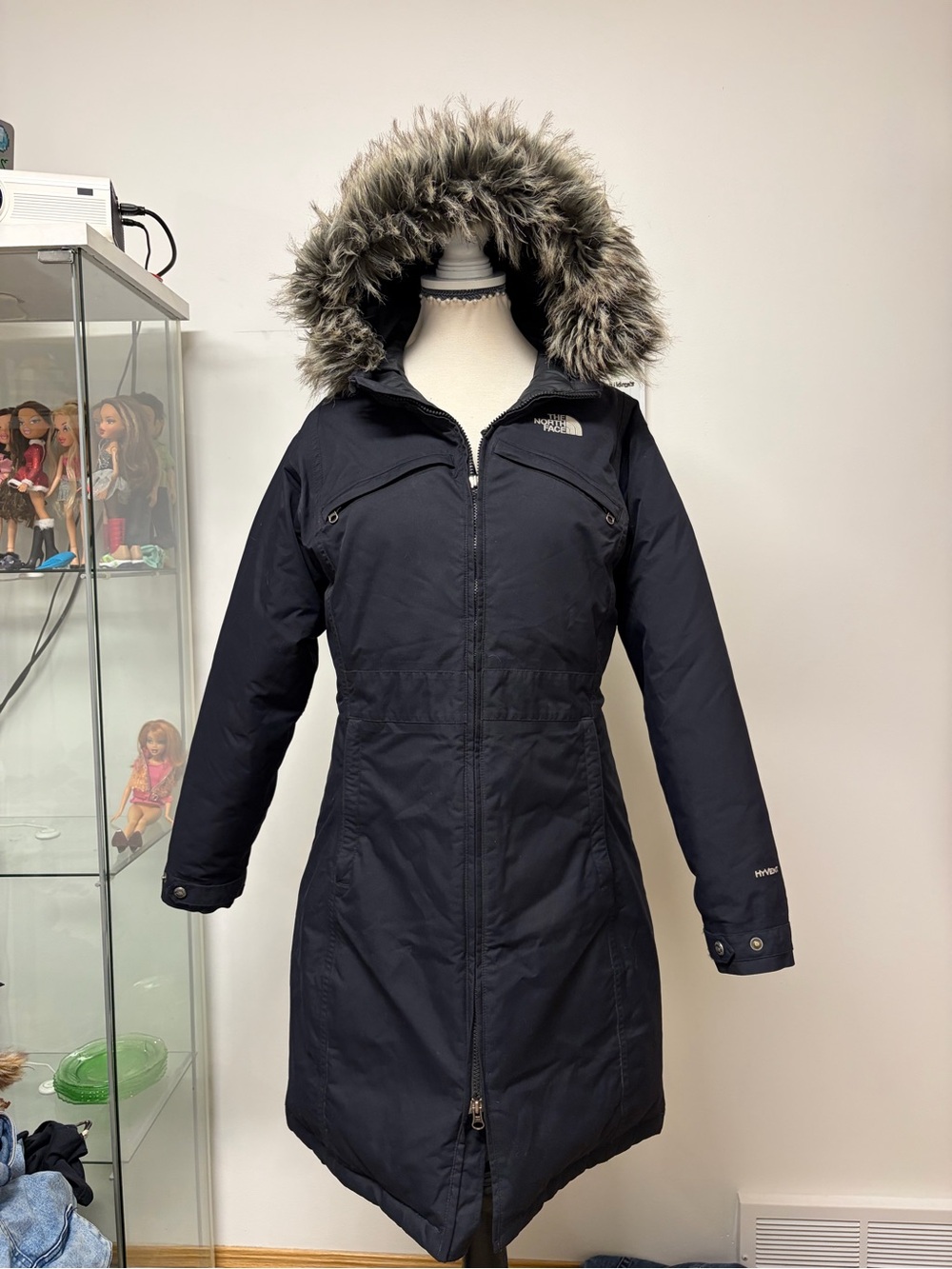 The North Face Women's Black Faux-Fur Hooded Puffer Coat